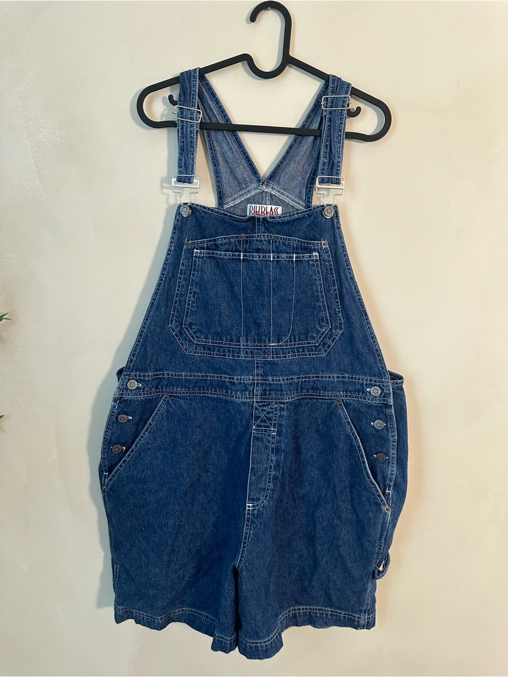 Vintage 90s Bill Blass Denim Carpenter Overalls XL Shorts